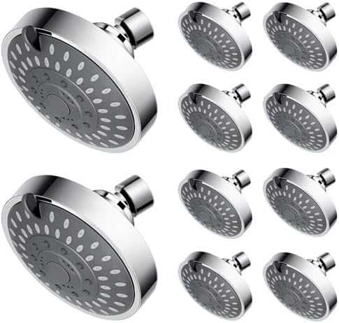 10 Pack High Pressure Shower Head - 5 Spray Modes Powerful Pressure Boosting Showerhead For Bathroom - High Flow Fixed Showerheads (Chrome) by NuodanLuxuryShowerSystems