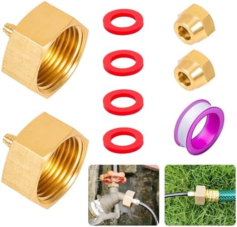 2 Pack Garden Hose Adapter, Solid Brass Standard 3/4" Female Thread to 1/4" Tube Adapter for Water Hose,Convert 3/4" Garden Hose to 1/4" Tube by Breezliy