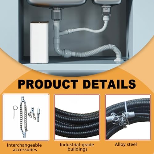 16.4 Ft Flex Shaft Sewer Cleaning Tool, Flex‑Shaft Sewer Descaling Chain, Push-Type Rotary Cable Sewer Dredge for PVC Pipes, Toilets, Traps & Industrial Boilers - Image 4