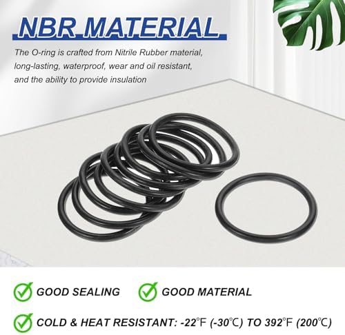 PATIKIL Silicone O Rings, 10 Pcs 1.6" OD 1.3" ID 0.12" Width Sealing O Ring Gasket Washers for Bathroom Sink Compressor Valves Pipe Hose Repair, Black (40x33.8x3.1mm) - Image 3