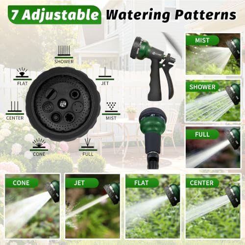 AUTOMAN Garden Hose Nozzle 2PK, ABS Water Spray Nozzle with 7 Adjustable Patterns, Slip Resistant for Watering Plants, Lawn, Garden, Washing Cars, Cleaning, Showering Pets & Outdoor Fun - Image 2