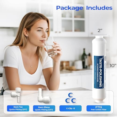 iSpring FT15 NSF Certified 5th Stage Inline Post Carbon Water Filter with 1/4" Quick Connect for Refrigerator, Ice Maker, RO Reverse Osmosis Water Filtration System - Image 4