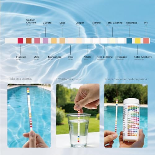 19 in 1 Drinking Water Test Strips, ASSURETST Water Quality Test Kit for Tap Well Water, Accurate Detection of pH Hardness Chlorine Nitrate Lead Bacteria - 100 Strips + 2 Bacteria Tests - Image 4