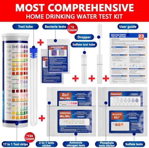Water Test Kit for Drinking Water, 23-in-1 Water Test Strips for Tap & Well Water, Tests Hardness, Lead, Iron, Copper, Chlorine, Fluoride, pH, Nitrate & More, Fast Home Water Testing, 155 Strips - Image 7