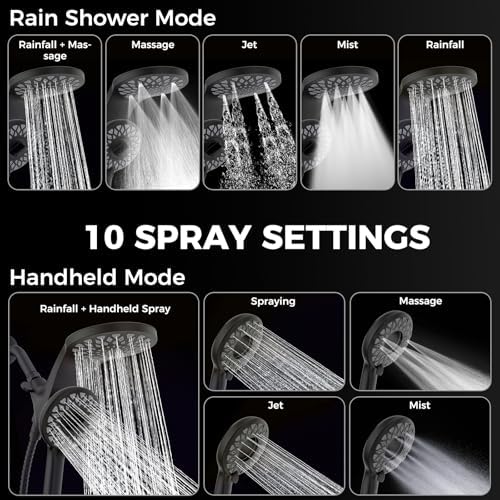 High Pressure Rain Shower Head with Handheld Spray Combo - Image 2