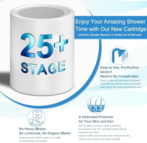 Shower Filter Replacement Cartridge for Hard Water, 25+ Stages High Output - Image 3