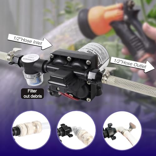 WASSERMANN RV Water Pump 12 Volt DC 3.0GPM 55PSI Replacement For 4008-101-A65 Water Pump Self Priming Diaphragm Pump with Pressure Switch for RV Kitchen Bathroom Marine Yacht Garden Camper Water Pumps - Image 3