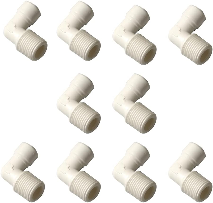 Malida Male Push To Connect Tube Fitting,water purifiers Quick Connector Drinks Dispense and water filtration system fittings (3/8 NPT Male x 1/4 OD Tube Elbow) by MALIDA