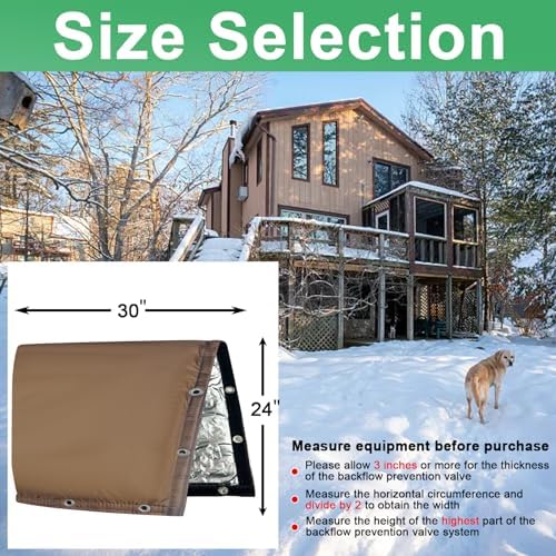 Backflow Preventer Insulated Cover (5˚F) Thick 6-Layer Fabric Pipe Insulation Cover (UV Coated) Winter Freeze Protection,for Water Well Pump Covers and Sprinkler Valve Covers (30" W X 24" H) - Image 4