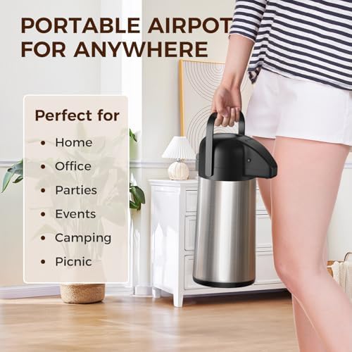 Coffee Carafe for Keeping Hot, 64OZ Airpot Coffee Dispenser with Pump - Image 7