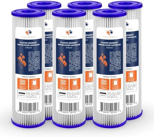 Aquaboon Pleated Sediment 5 Micron Water Filter Replacement 10 x 2.5 6-Pack by Aquaboon