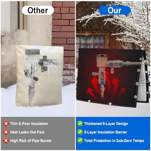 2-Way Open Backflow Preventer Insulation Cover, 30" Wx24 H, Black - Image 4