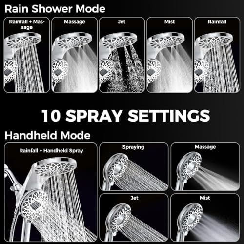 High Pressure Rain Shower Head with Handheld Spray Combo - Image 2