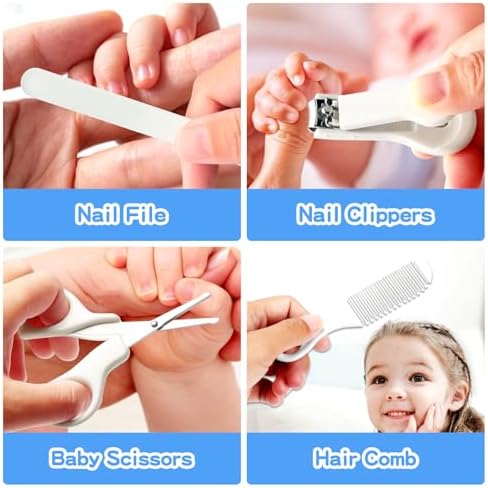 Baby Grooming Kit for Boys Girls Safety Newborn Nursery Essentials Grooming Set Gift for First-time Parents, Grey White 25 in 1 - Image 5