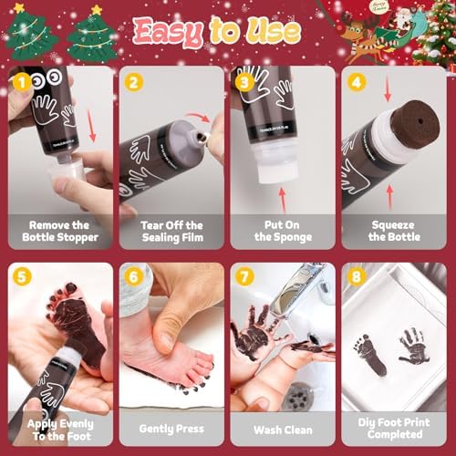 Nabance Baby Hand and Footprint Paint, Sponge Head, Baby Safe Paint, Brown - Image 4