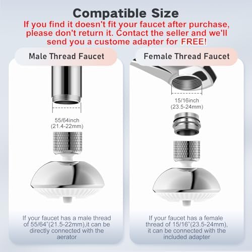 Kitchen Faucet Sprayer Attachment, Anti-Splash 3-Mode Swivel Faucet Extender with Wide Spray Area, 360° Rotating Faucet Aerator, Faucet Head Replacement for Kitchen, 55/64'' Female Thread - Image 5