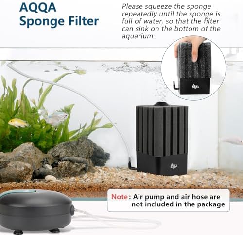 AQQA Aquarium Sponge Filter for 5-20 Gallon, Submersible Fish Tank Filter - Image 2