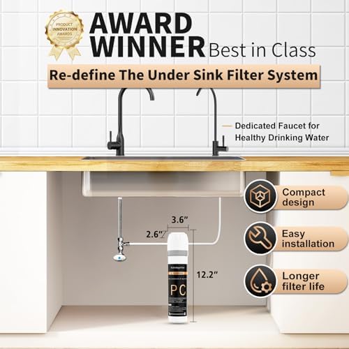 WINGSOL Under Sink Water Filter System with Black Faucet, NSF/ANSI 42&53 Anti-Clogged Pleated Filter Quick Change EZ Install, Reduce PFAS/Lead/Chlorine/Sediment, Long-Lasting Water Purifier - Image 2