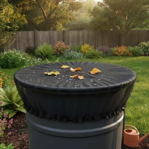 Rain Barrel Mesh Filter Cover, Polyester Mesh Screen, Fits Open-Top Containers up to 39.4 Inches, Black (1 PC) - Image 3
