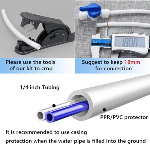 Water Line Kit, Lifevant 1/4” O.D. Water Tubing 32.8FT for R.O. System and ice Maker with 12-PCS Quick Connect and Tubing Cutter - Image 4