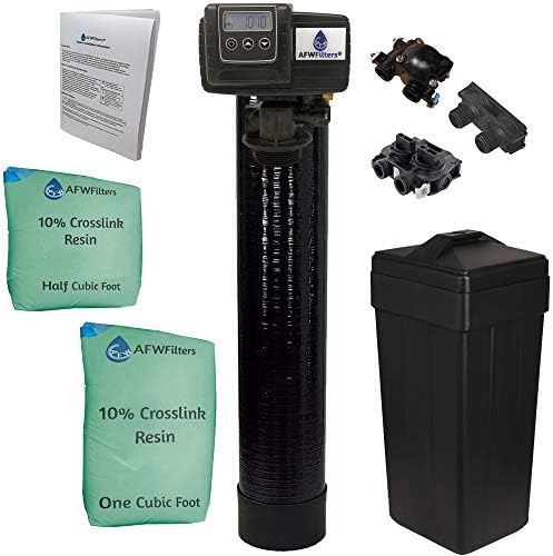 AFWFilters 1.5 Cubic Foot (48k) Whole Home Water Softener with Durable 10% Crosslink Resin, 3/4" Plastic MNPT Connection, and Black Tanks by Abundant+Flow+Water+Systems