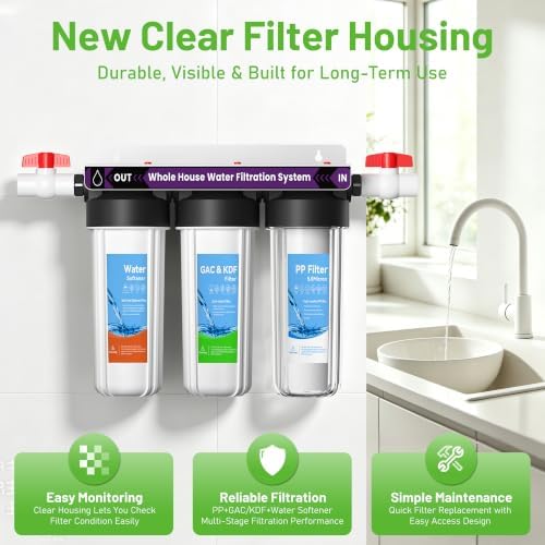 3 Stage Whole House Water Filter System with 3 Sets of Filters, 10"x2.5" - Image 4