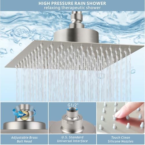 Large Rain Shower Head with Filtered - 12" All Metal Square Rainfall Showerhead Filter for Remove Chlorine and Harmful Substances, Brushed Nickel - Image 4