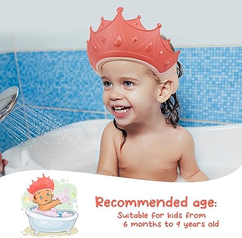 2PCS Baby Shower Cap for Kids, Adjustable Baby Hair Washing Shield Toddler Visor Hat for Eyes and Ears Protection Shampoo Cap for 0-9 Years Old Children - Image 2