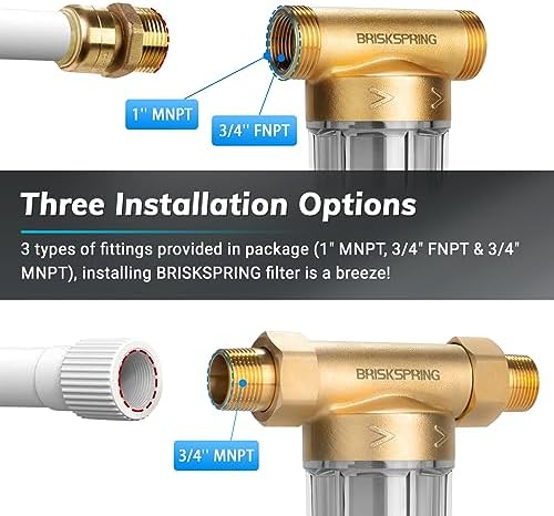 40 Micron Spin Down Sediment Filters With Scraper, Disassembly-Free Sediment Filter, Reusable Whole House Water Filter System for City/Well Water, 1" MNPT + 3/4" FNPT + 3/4"MNPT, BPA Free - Image 6