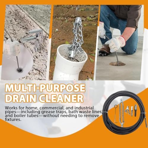 16.4 Ft Flex Shaft Sewer Cleaning Tool, Flex‑Shaft Sewer Descaling Chain, Push-Type Rotary Cable Sewer Dredge for PVC Pipes, Toilets, Traps & Industrial Boilers - Image 6