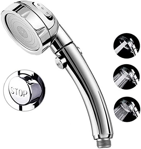 Marbrasse High Pressure Shower Head, 3-Settings Handheld Showerhead with ON/Off Full Shutoff Push Button and Switch to Control Flow, Angle-Adjustable Water Saving Body Sprays(Chrome) by Marbrasse