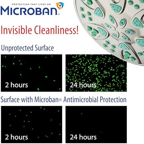 AquaDance Antimicrobial – Anti-Clog High-Pressure 6-Setting Hand Shower with Microban Nozzle Protection from Growth of Mold, Mildew & Bacteria for Stronger Shower! 3 Jet Color Choices – 4" Coral Green - Image 2