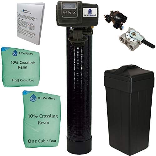 AFWFilters 1.5 Cubic Foot (48k) Whole Home Water Softener with Durable 10% Crosslink Resin, 3/4" Stainless Steel FNPT Connection, and Black Tanks by Abundant+Flow+Water+Systems
