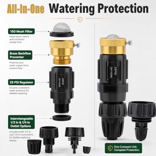 Drip Irrigation Faucet Adapter Kit, 25 PSI, 1/2 & 1/4 Inch Tubing, 2 Pack - Image 3