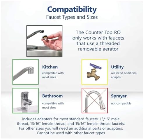 Oceanic Countertop Water Filter, Multi-Stage Mineral pH Alkaline Easy Install Faucet Water Filter - Reduces Heavy Metals, Bad Taste and Up to 99% of Chlorine - Clear - Image 5