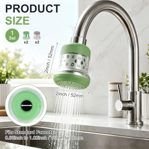 M METERXITY 4-Pack Mushroom Shaped Faucet Water Filter, Brown/Green - Image 3