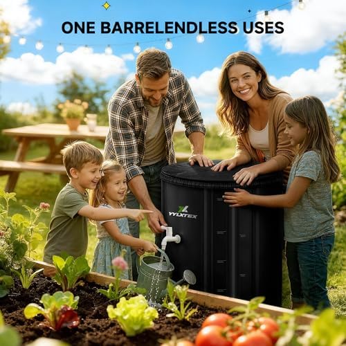 100 Gallon/380L Collapsible RainWater Collection Barrel,Water Tank&Reinforced with 2mm Frame Portable Rain Catcher,Includes Quick-Connect Tap&Sprinkler,Heavy Duty 0.6mm PVC for Long-Lasting Use,Black - Image 7