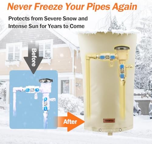 TOHONFOO Backflow Preventer Cover, Pipe Freeze Insulation, 16"Wx26"H, Beige - Image 3