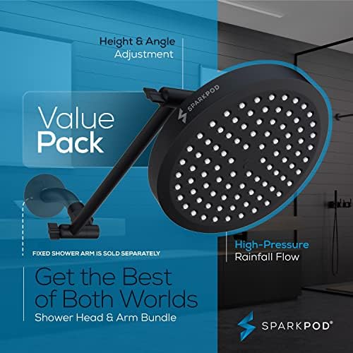 SparkPod 6" Round Rain Shower Head with 11" Shower Arm - Image 3