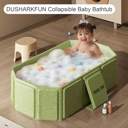 Portable & Foldable Bathtub for Newborns to Toddlers, Baby Bathtub, Easy to Store, Lightweight for Home & Travel, SpaceSaver Collapsible Baby Tubs for Kids, Green - Image 2