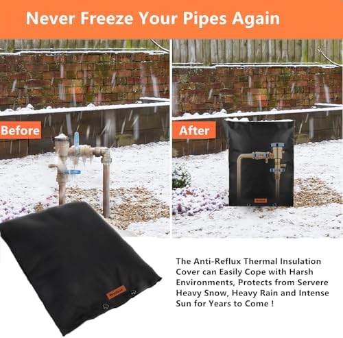 Backflow Preventer Cover Insulated Pouch (Black, 18''W x 34''H) - Image 6