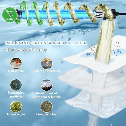 Aquarium Filter U-V for 55-200 Gallon Tank, 500GPH Fish Tank Filter for Cold Plunge Fish Tank Green Clean Machine,Submersible Powerful Pump Filter for Turtle Tank Saltwater Freshwater Crystal Clear - Image 2