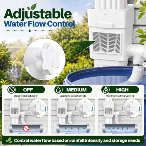 2 Pack Rain Barrel Diverter Kit for 2x3 & 3x4 Inch Downspouts(White) - Image 5