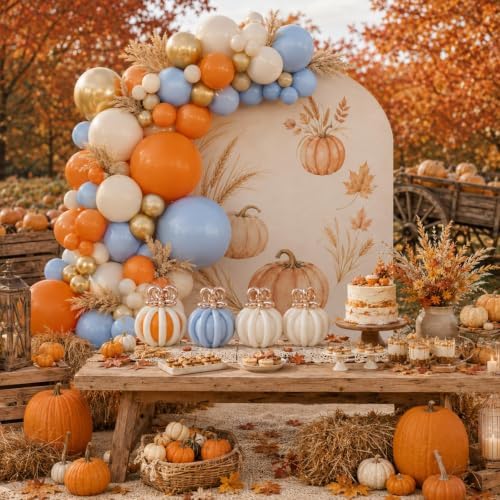 Fall Balloon Arch Kit Orange Blue Birthday Thanksgiving Party Decorations - Image 7