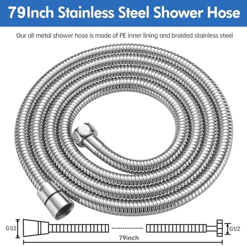 RUMOSE 79 inches Extra Long Shower Hose, Chrome - Image 6