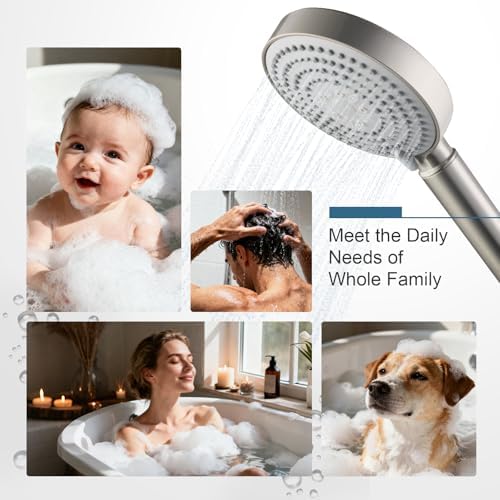 OFFO Handheld Shower Head with Filter, 20 Stage Shower Head with Filters for Hard Water, 6 Modes High Pressure Shower Head to Remove Chlorine, Brushed Nickel - Image 7