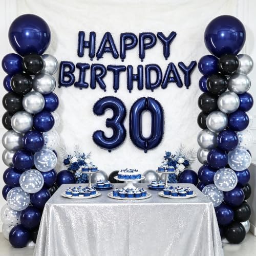 Navy Blue Black and Silver Balloon Column Stand Kit Set of 2 for Floor - Image 2