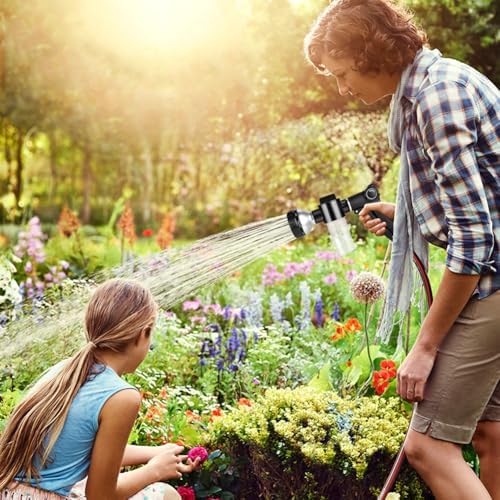 Garden Hose Nozzle, High Pressure Hose Spray Nozzle 8 Way Spray Pattern One-Touch Sprayer for Watering Plants, Lawn, Patio, Car Wash, Cleaning，Showering Pet - Image 3