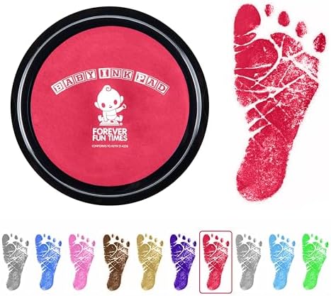 Baby Hand and Footprint Kit by Forever Fun Times | Get Hundreds of Detailed Prints with One Baby Safe Ink Pad | Easy to Clean, and Works with Any Paper or Card | Clean and Safe (Big Red) by ForeverFunTimes