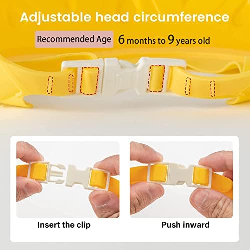 Baby Shower Cap Shield, Shower Cap for Kids, Visor Hat for Eye and Ear Protection for 0-9 Years Old Children,Cute Dinosaur/Crocodile/Hippo shape Makes the Baby Bath More Fun (Hippo, Yellow) - Image 3